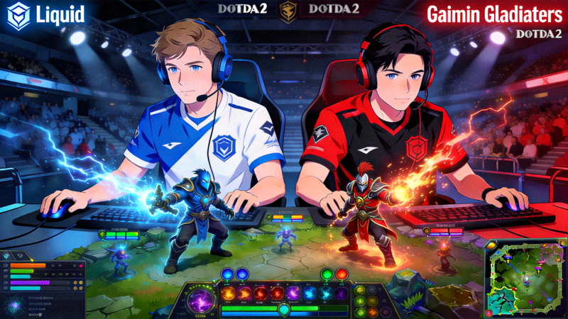 DOTA2梦幻联赛Liquid战队对阵Gaimin Gladiators战队比赛画面